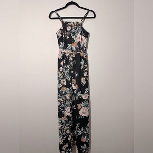 Floral Short Romper with Open Maxi Dress in Navy